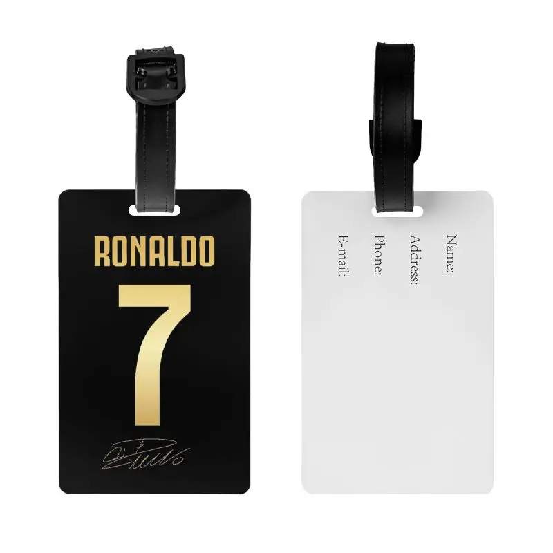 Custom CR7 Soccer Lovers Print Luggage Tags with Name Card Privacy Cover ID Label Travel Bag Suitcase Baggage Tag