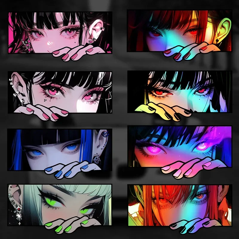 

Anime - Style Peeking Eyes Stickers Collection" – Great for embellishing helmet surfaces, water bottle exteriors