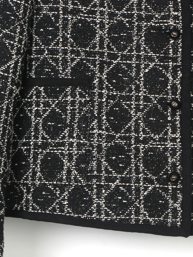2025 new style fashionable European old money style tweed jacket slimming round neck rhombus top