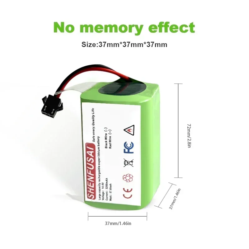 14.4V 2600mAh Lithium Battery for ILIFE A4 A4s V7 A6 V7s Plus Robot Vacuum Cleaner ILife INR18650 M26-4S1P Full Capacity