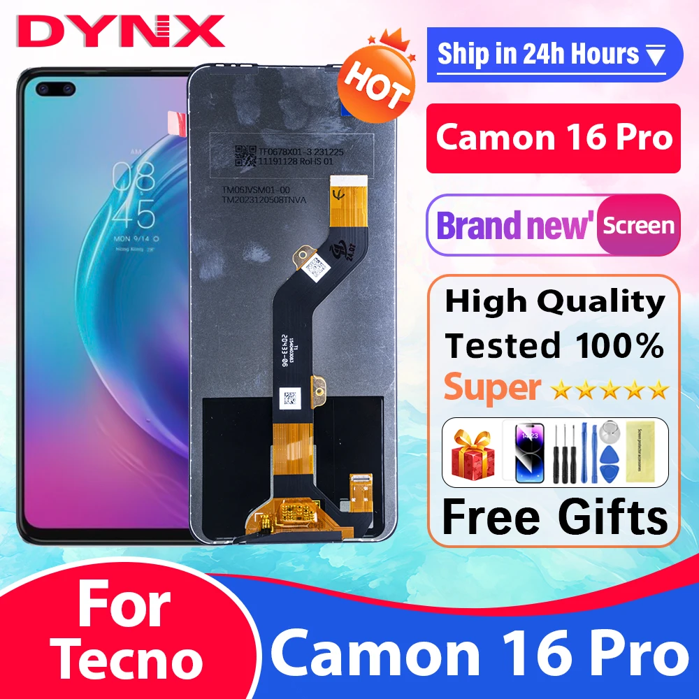 For Tecno Camon 16 Pro CE8 LCD Display Touch Screen Digitizer Assembly 100% Perfect Repair For Tecno Camon 16Pro