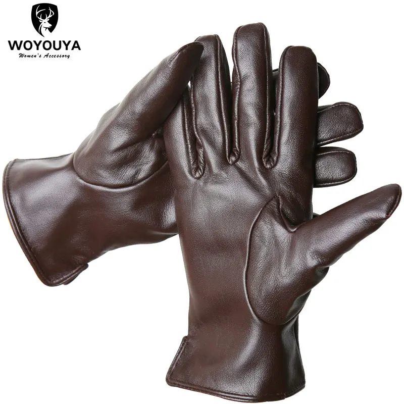 men\'s sheepskin gloves winter warm plus velvet short thin driving color leather gloves new high-end Winter gloves for men -8025Y