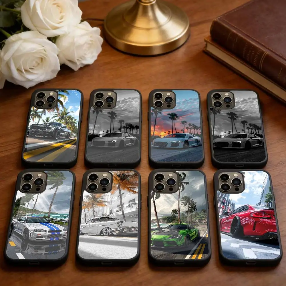 

Sport B-W Cool Car Phone Case For iPhone17,16,15,14,13 Plus,Pro Max Magnetic For Magsafe Wireless Charging