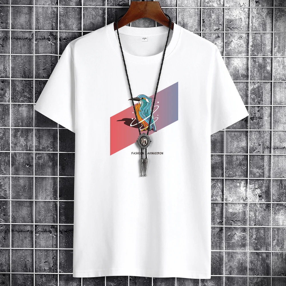 JFUNCY Men's Summer Cotton T-Shirt Loose plus Size Comfortable Breathable Casual Style Hand-Painted Customization Service