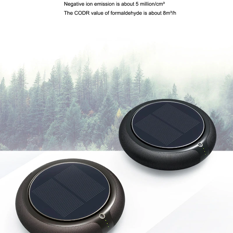 Wireless Car Air Purifier HEPA Filter Solar Negative Ion Deodorant Air Fresh Usb Ozone Generator Vehicle Electric Air Ionizer