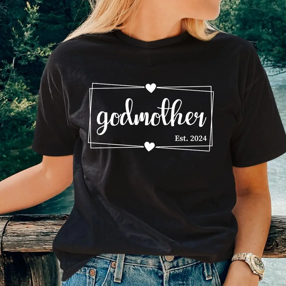 Custom Godmother Shirt, Godmother est 2024 Mother's Day Gift Tees