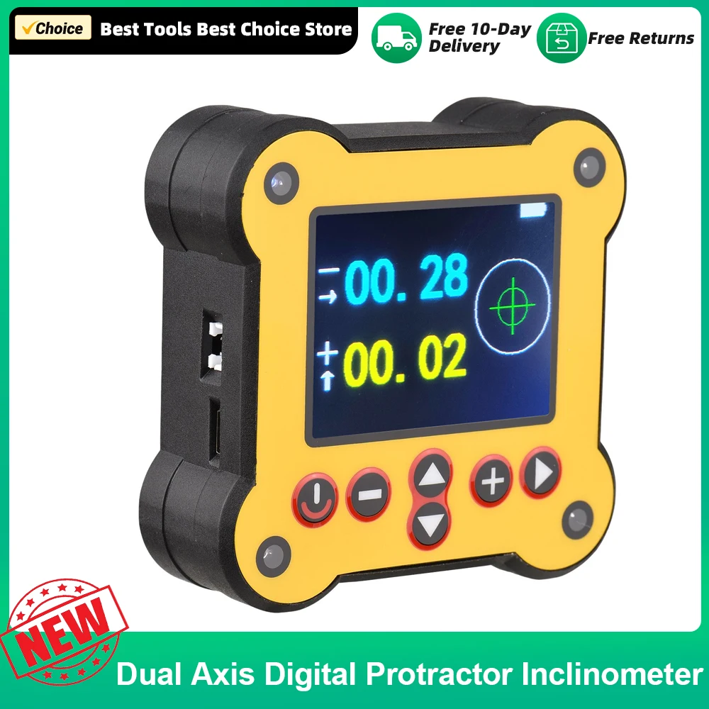 Dual Axis Digital Protractor Inclinometer Magnetic 0.02° Accuracy Angle Finder Level Box Woodworking Machinery Construction