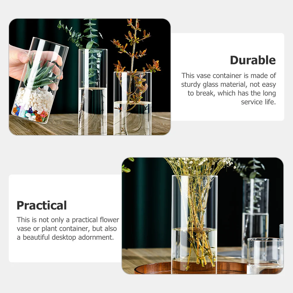 

Glass Cylinder Flower Vase Single Hydroponic Plant Pot Clear Decorative Vase for Room Garden Hydroponic Plant Bottle