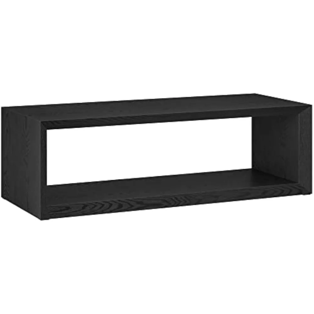 58" Wide Rectangular Coffee Table in Black Grain, for Home, Living Room, Bedroom