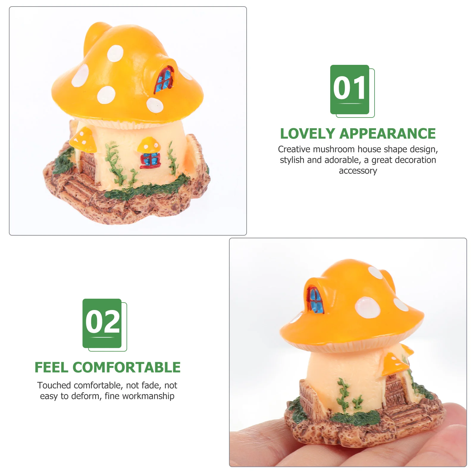 

Creative Mushroom House Decoration Miniature Statues Simulated Fairy Accessories for Aquarium Reptile Box Garden Yard Balcony