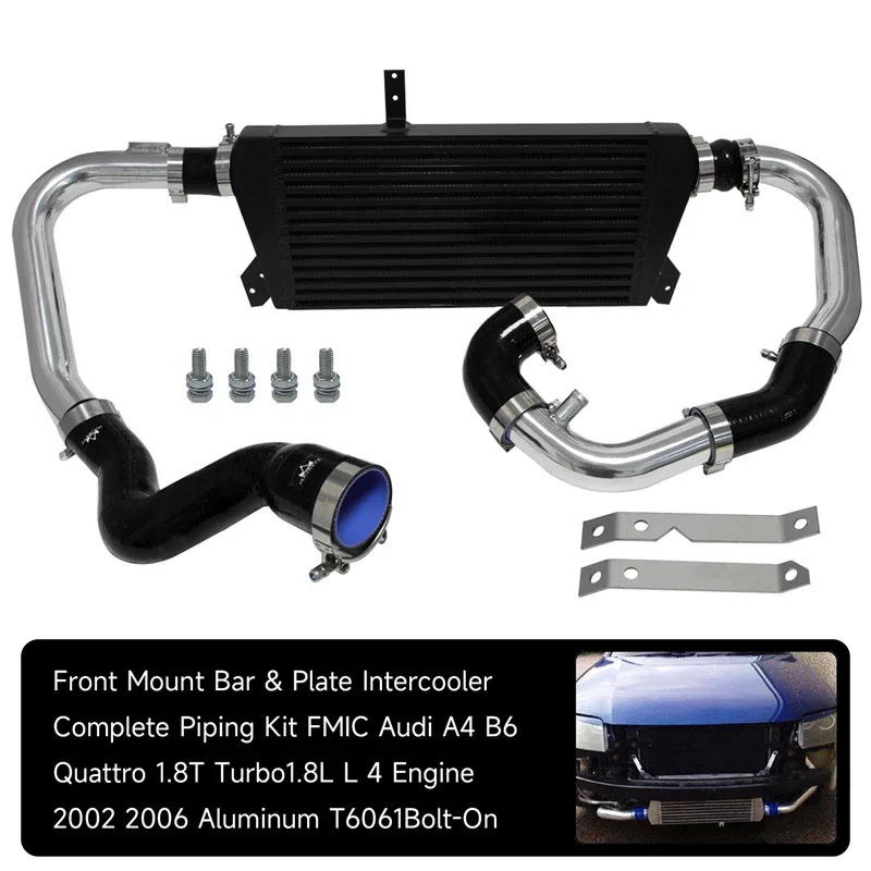 Front Mount Intercooler+Pipe Kit for Audi A4 1.8T Turbo B6 Quattro 02-06  Black / Blue /Red