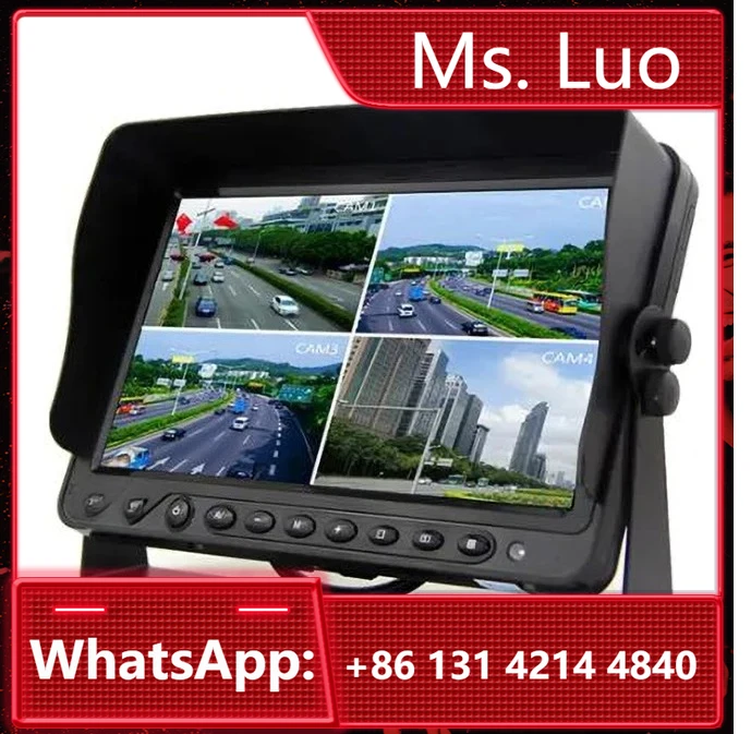 4 CH Quad 10 Car Display, Support 2, 3 Split Images And With Sun Visor