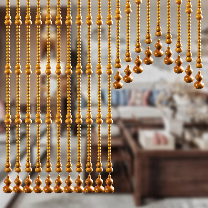 Peach wood gourd bead curtain door curtain partition porch bathroom living room Jufu household perforated decorative curtain