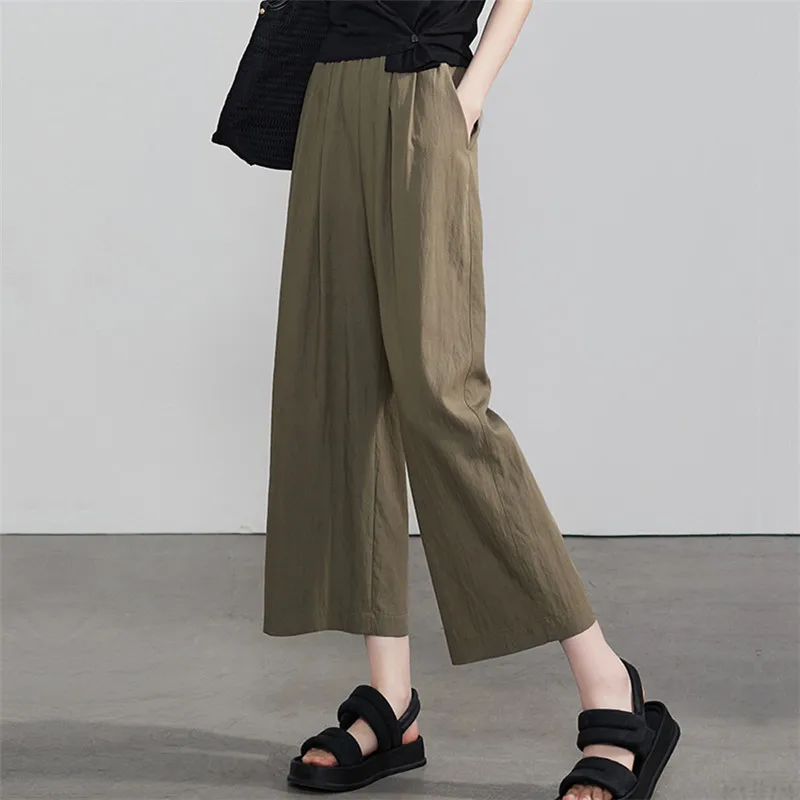 Quick Dry High Waist Wide Leg Pants Summer Thin Casual Small Size Sakamoto Pants Eighteen Straight Tube Pants Women's Fashion