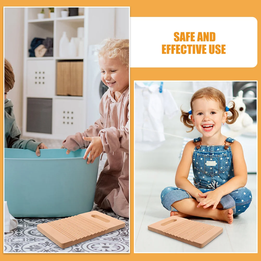 

2Pcs Montessori Mini Washboard Hand Washing Clothes Tool Beechwood Educational Laundry Scrub Board for Kids