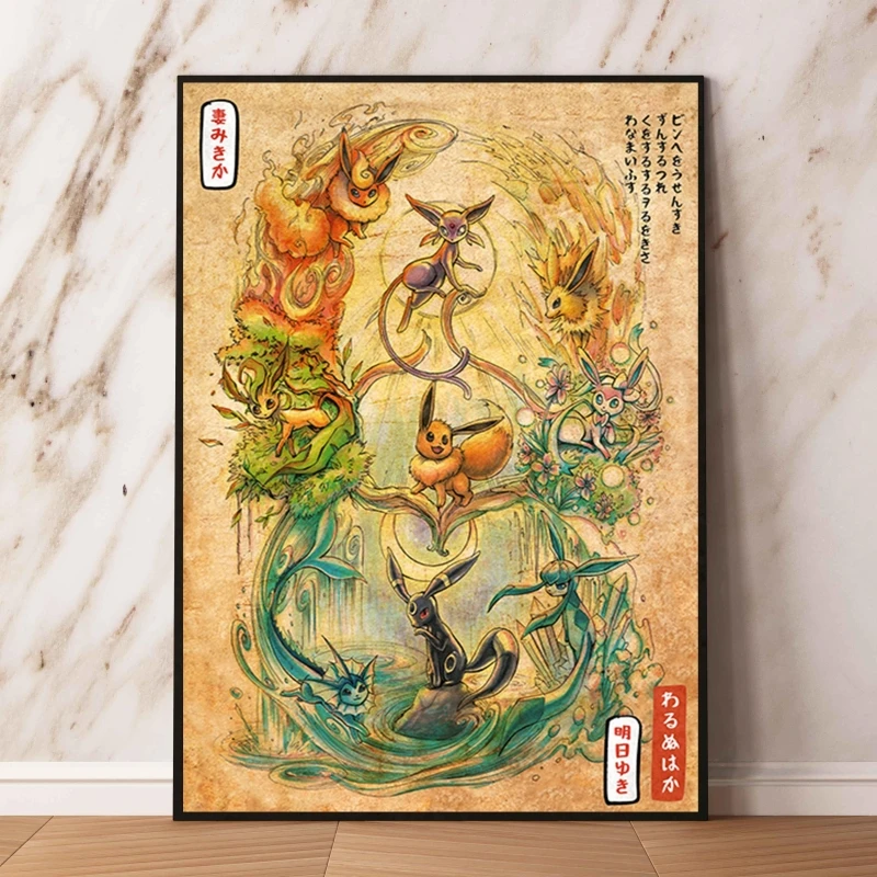 Japanese Anime Canvas Paintings Pokemon Eevee Christmas Gifts Decorative Modern Living Room Aesthetic Poster Prints and Prints