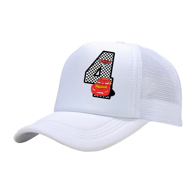 Gorra de béisbol con estampado de Cars Pixar Lightning McQueen para niños y niñas, sombrero de la suerte con números del 0 al 9, ajustable