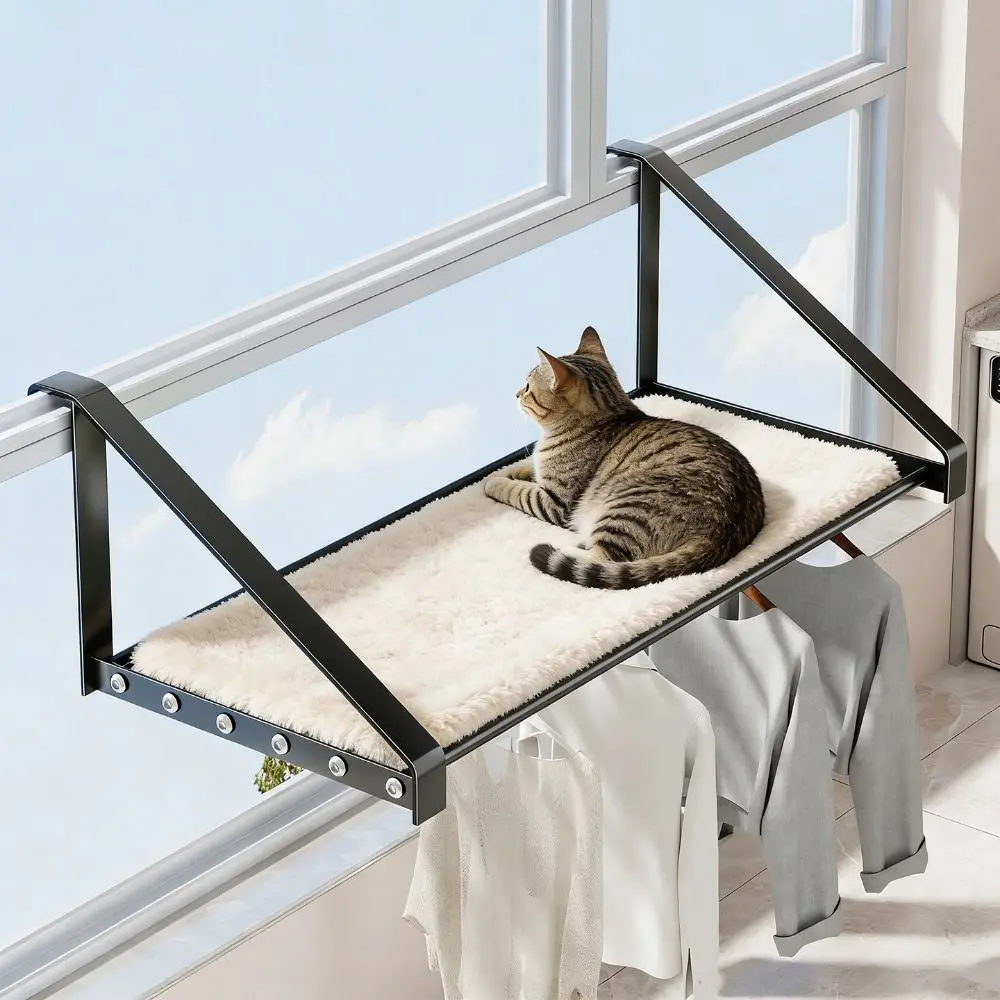 Wall Mounted Iron Shoe Drying Rack Space Saving Cat Hammock Clothes Drying Rack Large Capacity Hanging Clothes Rack