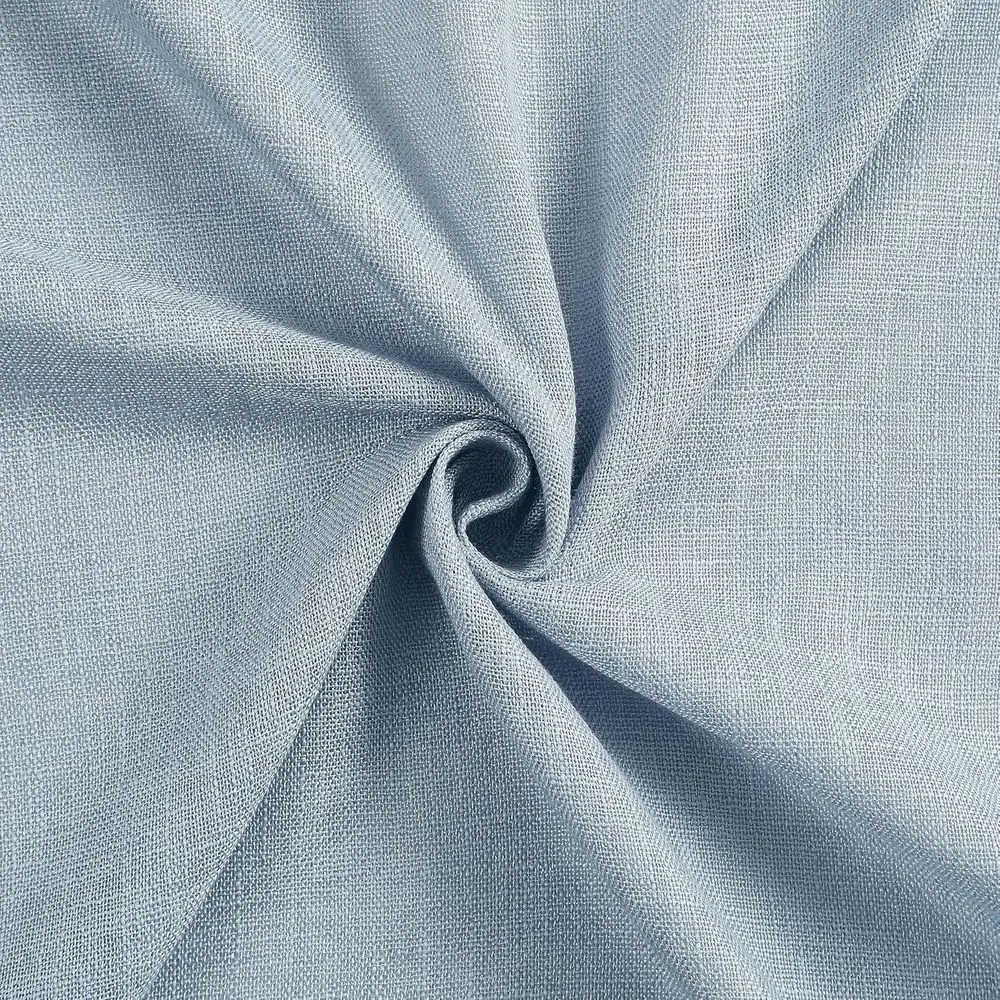 95 세미 시어 더스티 블루 핀치 플리츠 커튼, 거실 공간을 위한 러스틱 린넨 느낌, 뒷면 탭으로 빛을 차단하지 않고 투과시킴, 40x95, 2개입