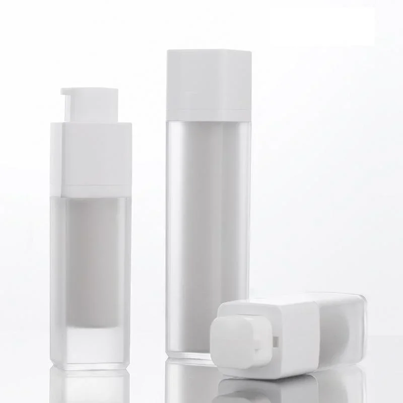 1Pc 15/30/50ml Square Vacuum Bottle Press Lotion Empty Liquid Foundation Makeup Portable Lady Cosmetic Container