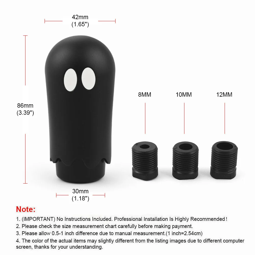 Halloweenowa gałka dźwigni zmiany biegów 86 mm JDM Ghost Shift Head Knob M8 M10 M12 8 kolorów z adapterami — zdjęcie 4