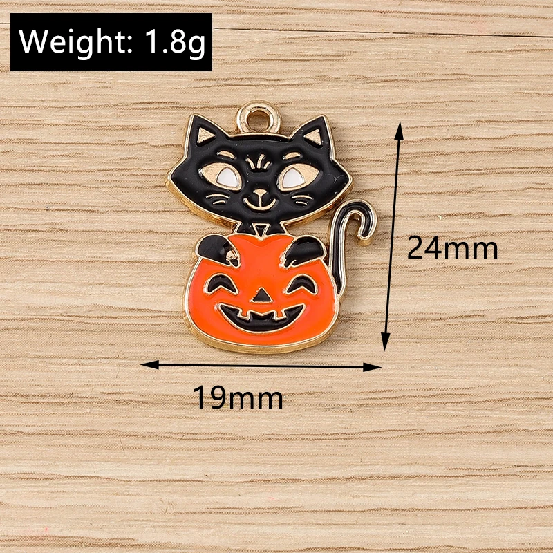 Tusember 10 Stück neue Halloween-Charms Kürbis Böser Geist Vampir Fledermaus Spinne Charms Anhänger für DIY Ohrring Halskette Schmuck – Detail 4