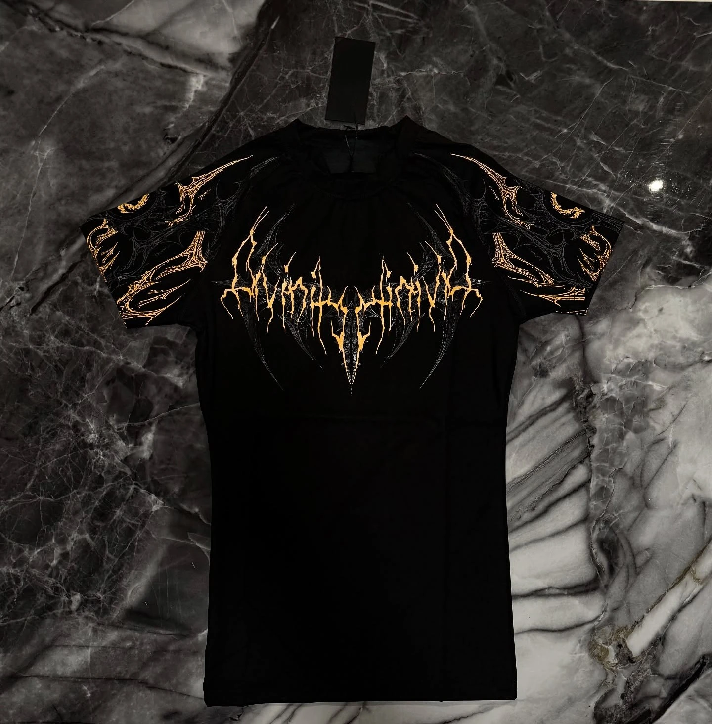 

Gothic Streetwear Men's Black T - Shirt Gold Ornate Cross & Dark Art Print Retro Casual Oversized Short Sleeve Top