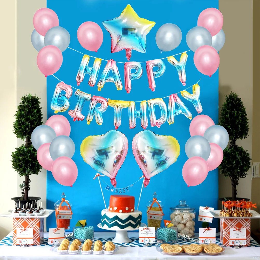 

Birthday Balloon Set Gradient Foil Latex Decorations Happy Party Banners Cute Ballons Non-Toxic Safe Celebrations