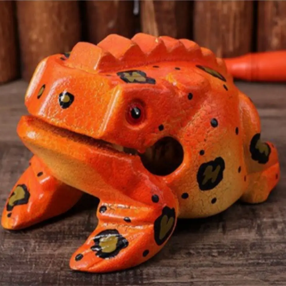 Portable Wooden Frog Guiro Rasp Handcrafted Lucky Frog Rasp Musical Instrument Colorful Lucky Frog Crafts Gifts