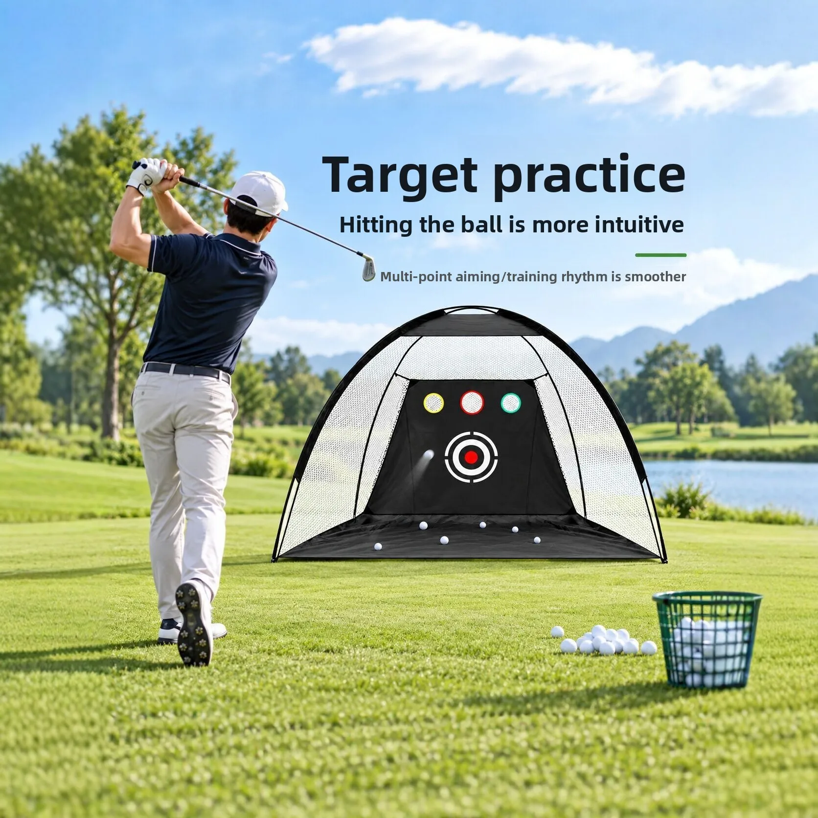 custom Golf practice net Indoor and outdoor swing strike net Portable storage bag Printable LOGO Multi-color net training