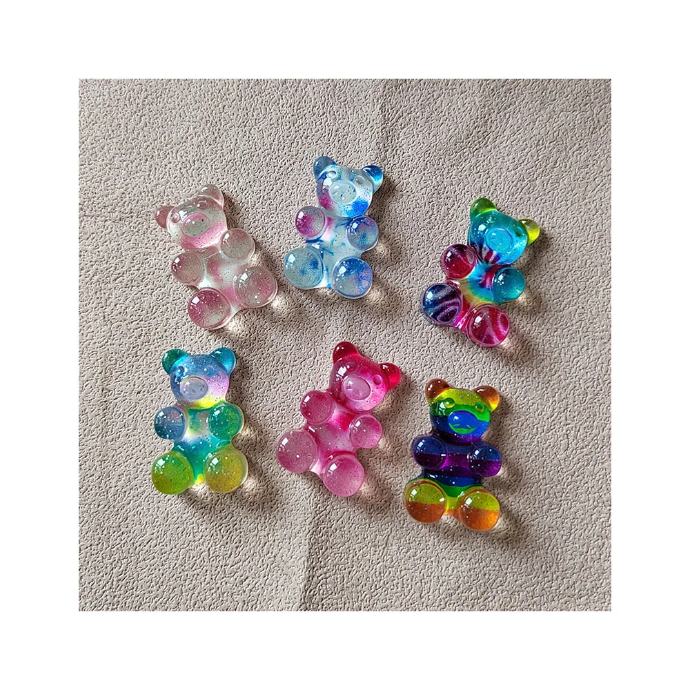 Kawaii Mixed Caroon Gummy Candy Bear Flatback Resin Cabochon Scrapbooking For Phone Decor DIY Embellishments Hair Bows Center