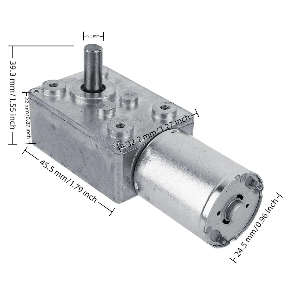 DC 12V Worm Gear Motor 62RPM 6RPM 20RPM Reversible Reduction Gear Motor Double Shaft High Torque Geared Motor