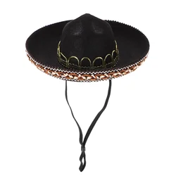 The Dog Cat Supplies Pet Hat Cowboy Straw Cinco De Mayo Fiesta Felt Mexican Serape Costume Hats For