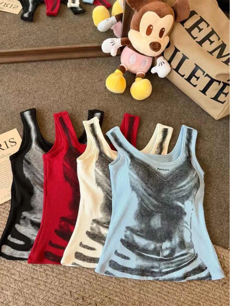 2025 الصيف الفتيات الساخن التباين المطبوعة شخصية المحملة أكمام تصميم الأزياء ثقافة فرعية بارد التوابل الفتيات Y2k الملابس #2