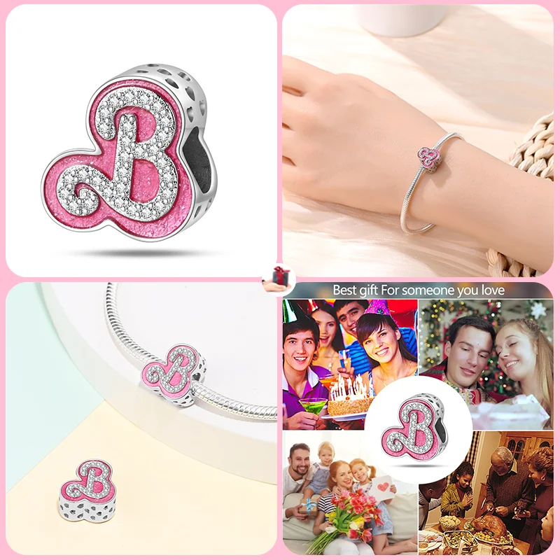 2024 mode 925 sandal kristal perak murni manik-manik pesona seri Barbie cocok untuk gelang asli Pandora hadiah DIY