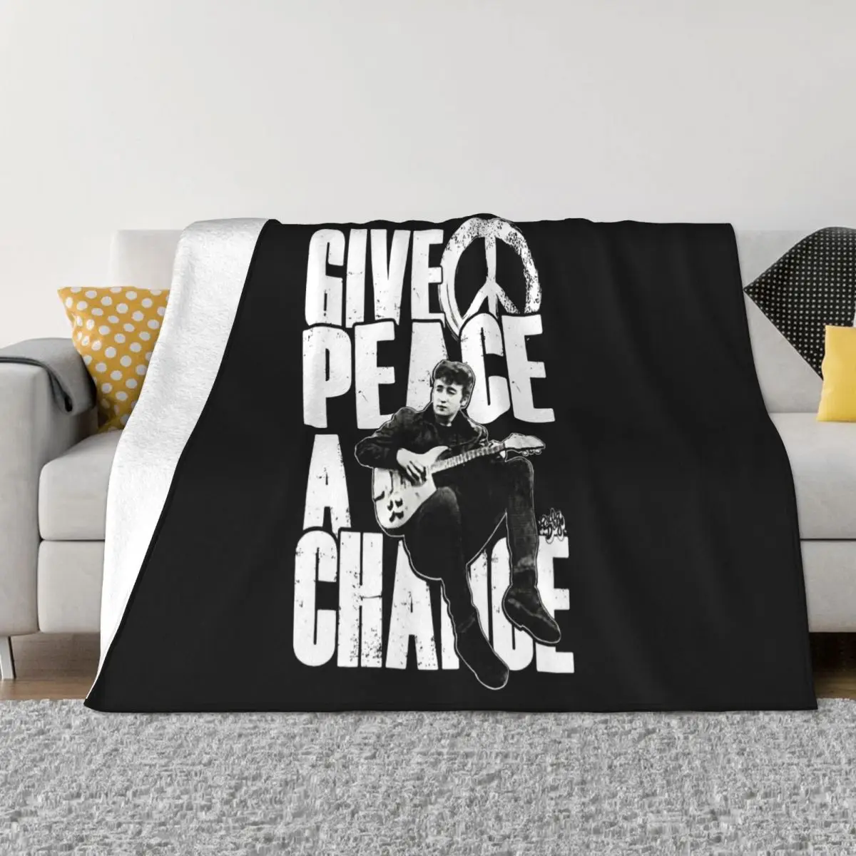 Ly Licensed John Histper Lennon Give Peace A Chance Mens Mens Cartoon Character Surprise Throw Blanket