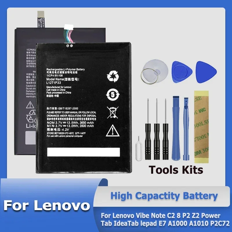 L18D1P31 BL262 BL230 BL240 L12T1P33 Battery For Lenovo Vibe Note C2 8 P2 Z2 Power Tab IdeaTab lepad E7 A1000 A1010 P2C72 + Tool