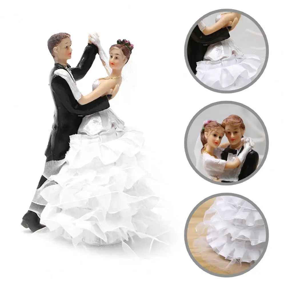 Wear Resistant Wedding Couple Doll Lightweight Colorfast Modern Fine Workmanship Weeding Couple Figurines Cake Topper