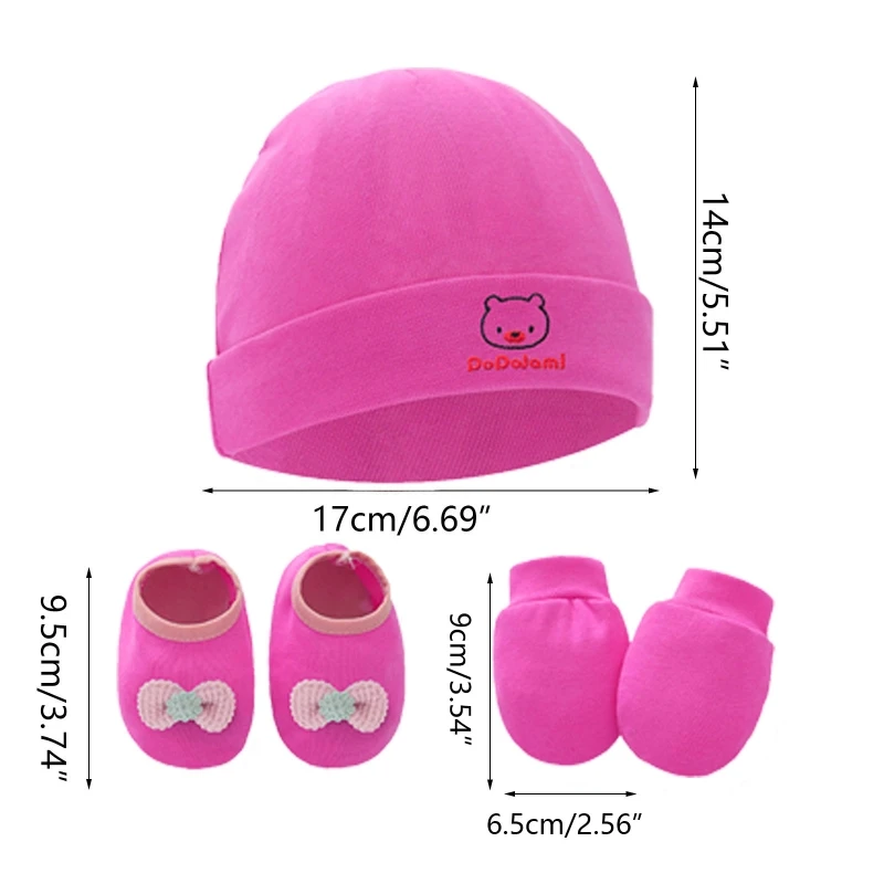 1 conjunto bebê anti riscar luvas chapéu capa de pé conjunto algodão macio recém nascido sem risco mitenes meias gorro boné nightcap