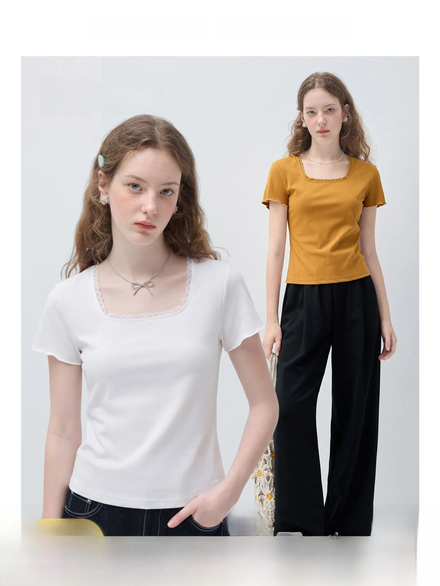 

Slim Fit Square Neck Short Sleeve T-Shirt for plus Size Women Comfortable Breathable Korean Style Casual Wear Summer Top