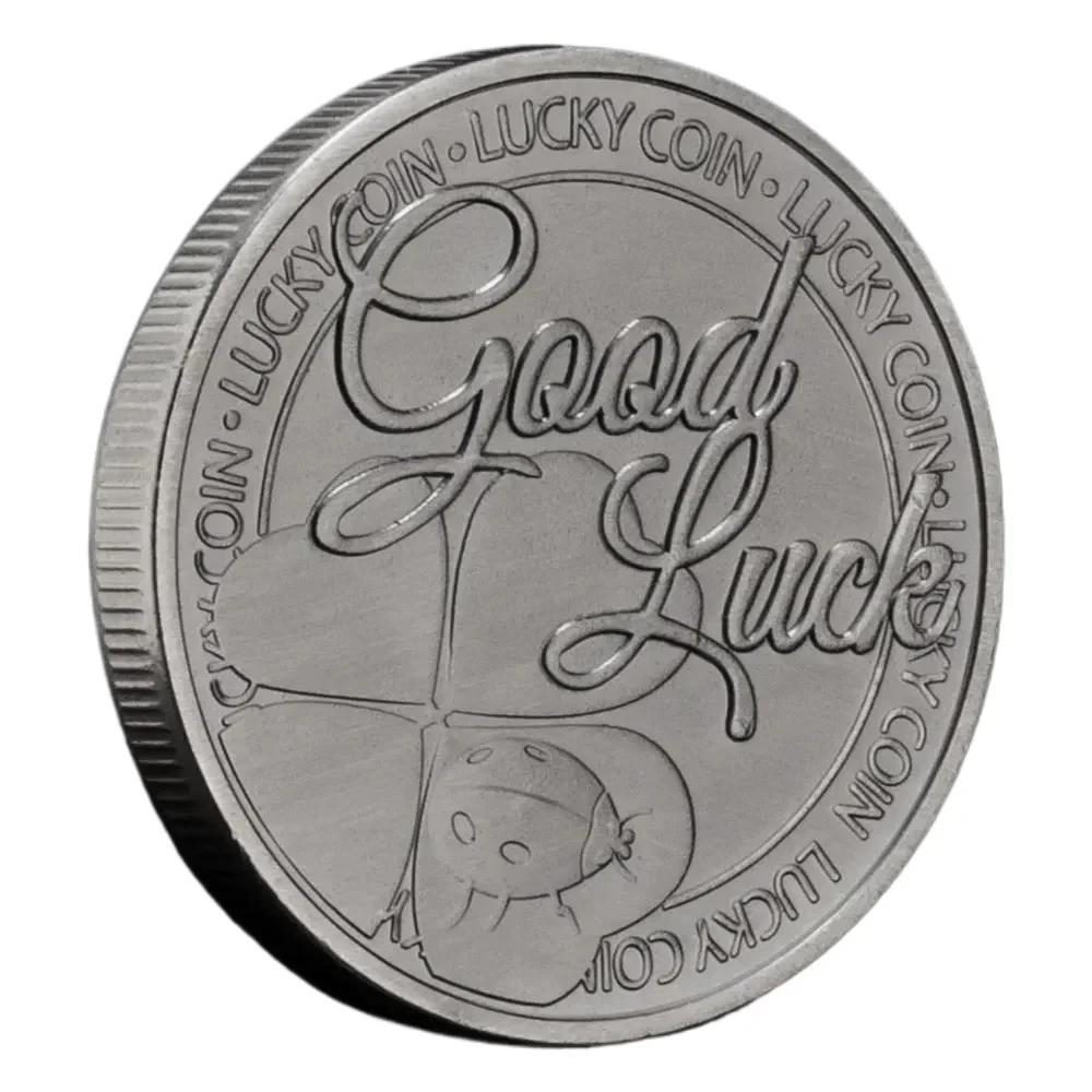 Four Leafs Clover Pattern Copper Plated Souvenir Coin Good Luck Collectible Lucky Coins Creative Gift