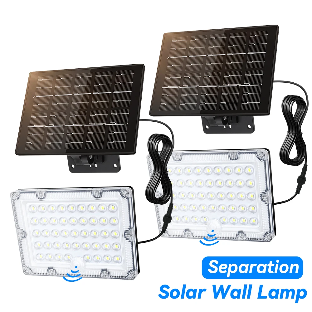 2Pcs 234LED Solar Wand Licht IP65 Wasserdicht Motion Sensor Flutlicht Außen Split Sicherheit Beleuchtung Lampe für Terrasse Hof garage