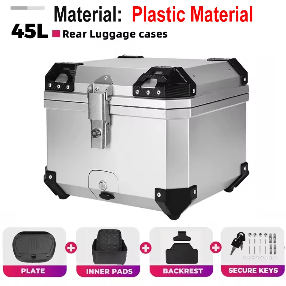 Motor Kofferbak Universele kunststoffen Bagagekoffer 45L Quick Release Motor Staart Opbergdoos Waterdicht en Schokabsorptie