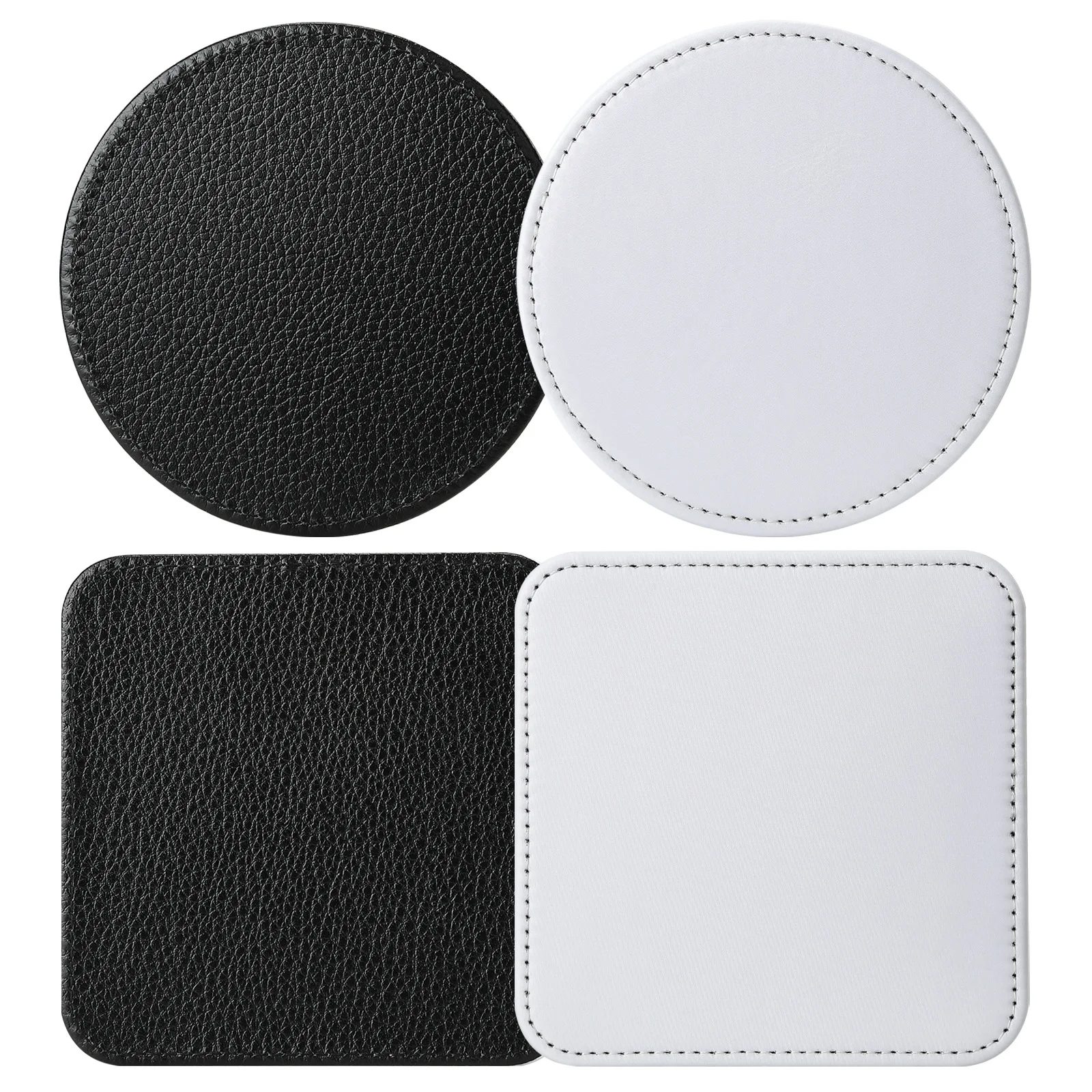 Sublimation Blank Blank PU Coaster Square Leather Heat Insulation Mat For DIY Creative Logo Leather Anti-Slip Cup Mat