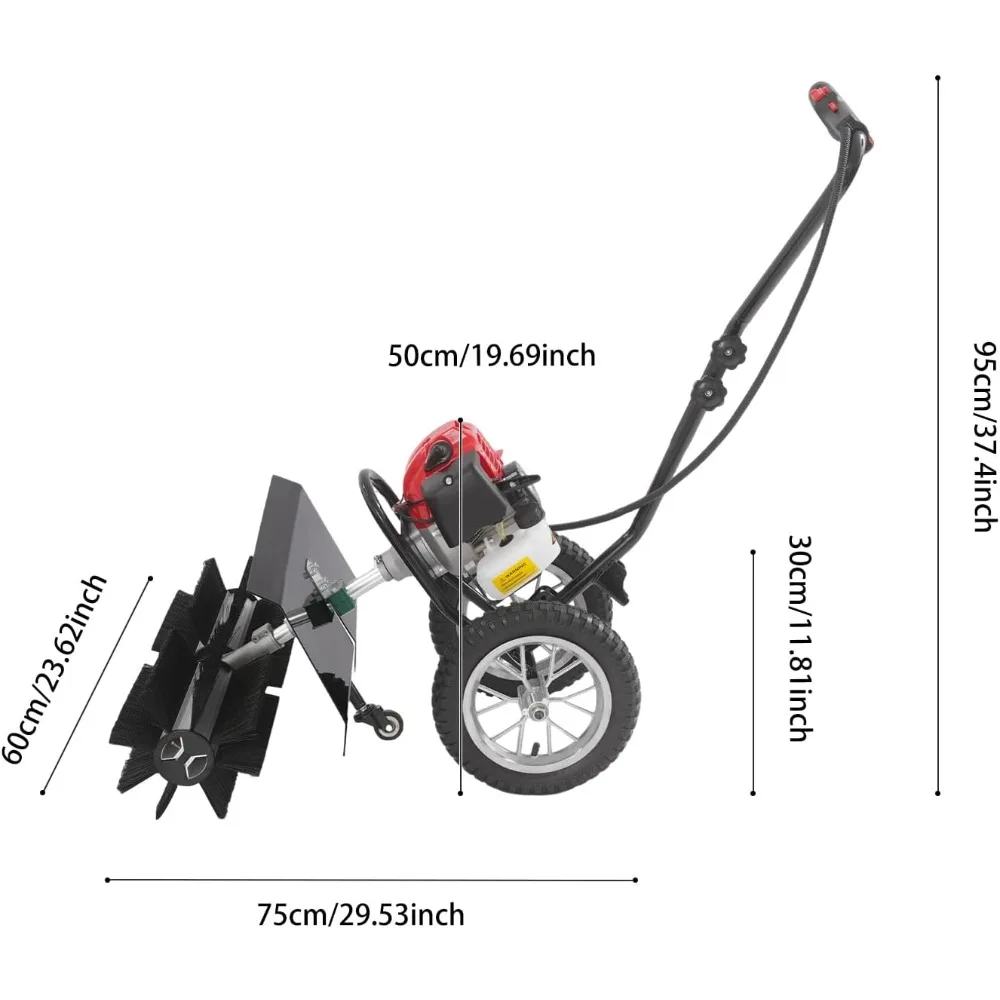 Spazzatrice portatile alimentata a gas a 2 tempi da 43 cc, spazzatrice a mano per esterni, scopa a benzina per prato, fattoria, strade,