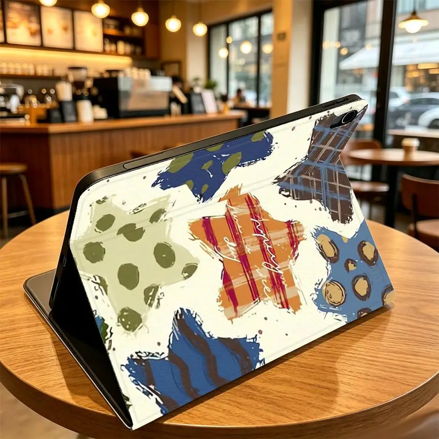 with Pencil Slot Case for Apple iPad 10th 7/8/9th Air 11 13 M4 M3 M2 A16 2026 Pro11 13 Air 4/5/6th Cute Polka Dot Star