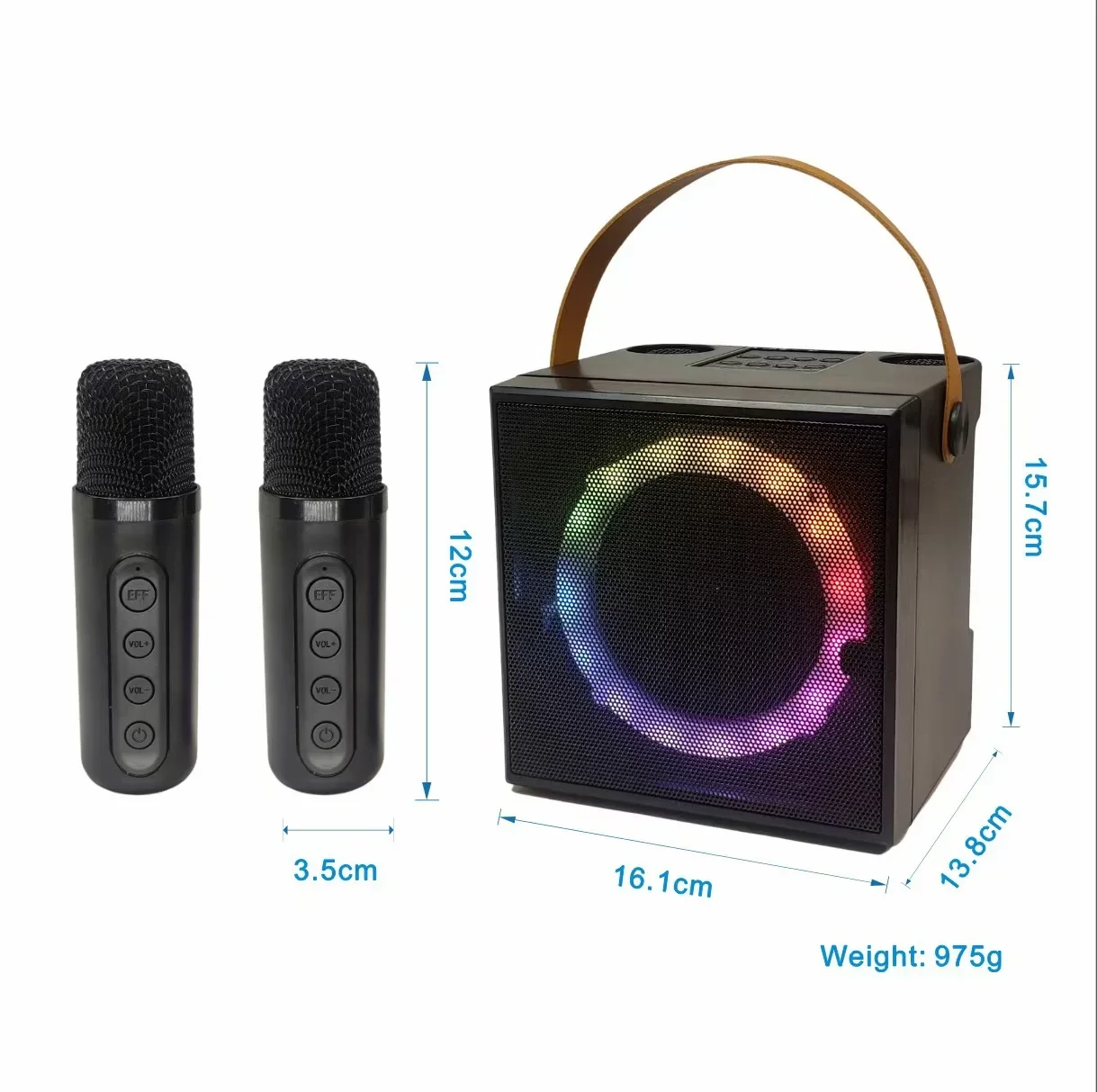 Portable Wireless Microphone Karaoke Speakers RGB Light Retro Bluetooth Speaker Super Sound Quality Outdoor Event Party Soundbox