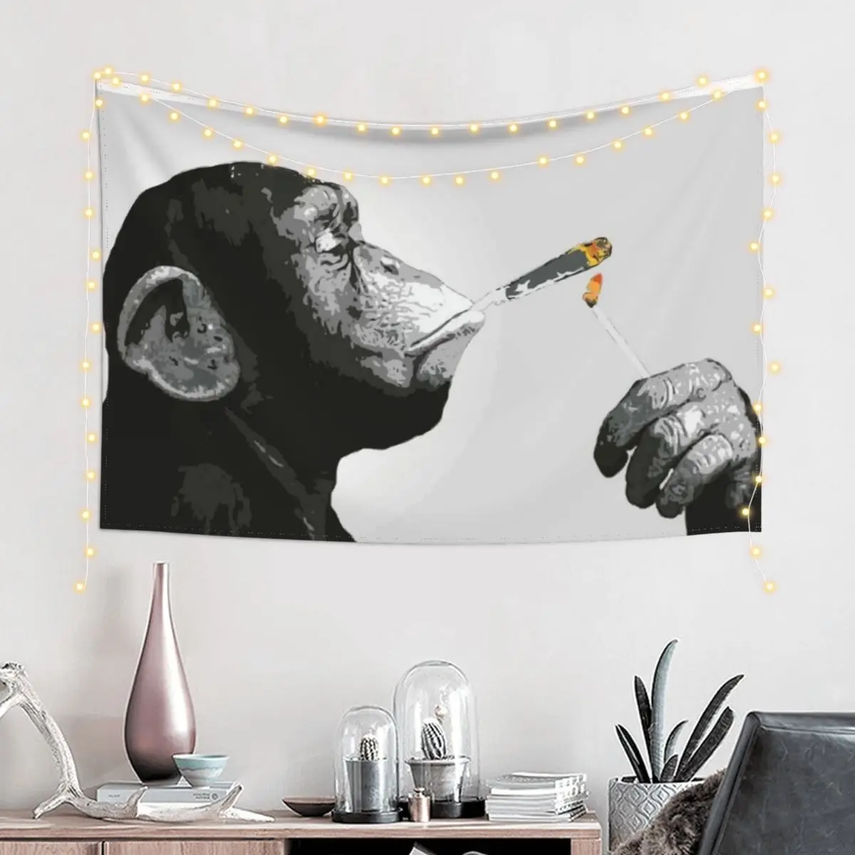 Banksy Steez Chimp Monkey Smoking Joint Tapestry Decorative Wall Murals Cute Room Decor For Bedroom Tapestry