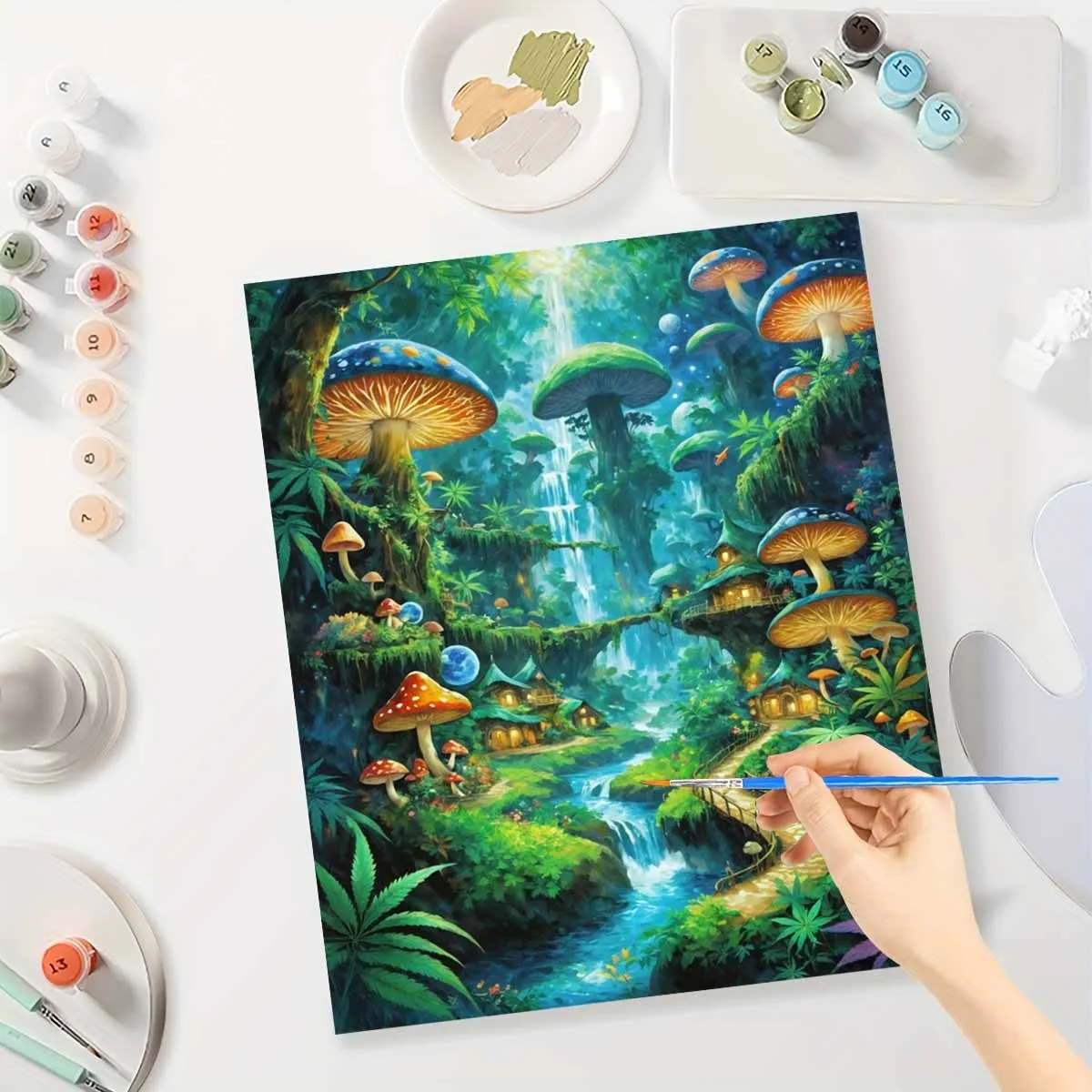 Painting By Numbers The Magical Mushroom Forest Adult Oil Kit DIY Acrylic Paint Canva Artwork Canva Art Gift Home Decoration