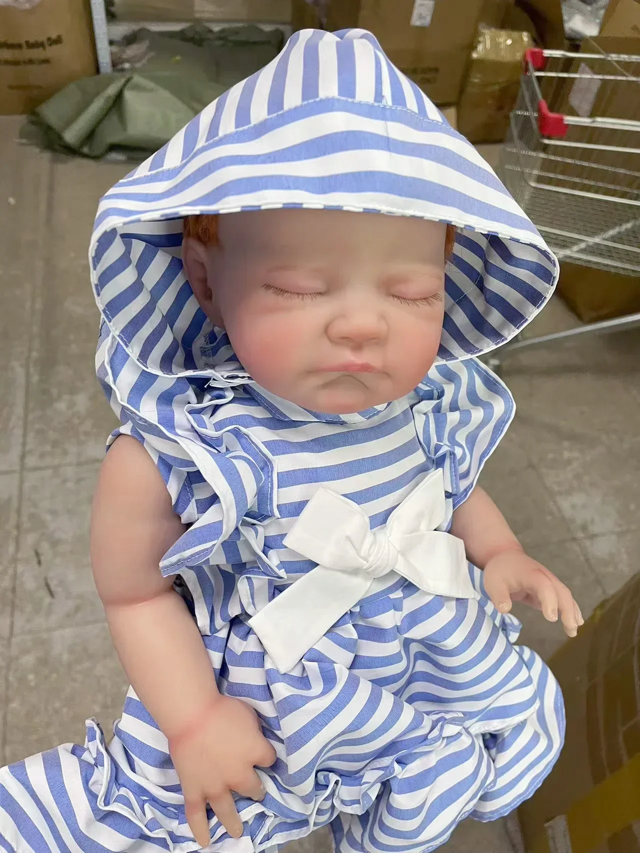 20インチ オーガスト リボーンドール - 本物そっくりの塗装済みの眠っている赤ちゃん、リアルな血管が見える、コレクターズトイ、14歳以上向け